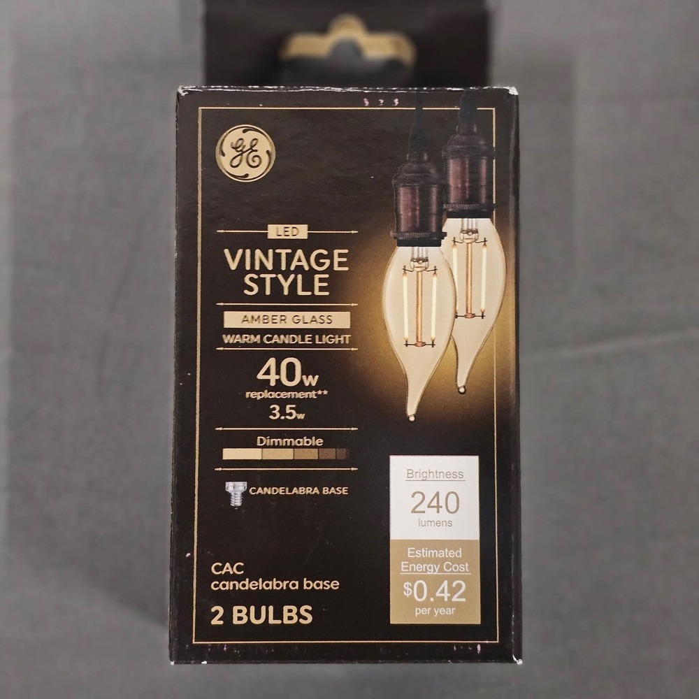 Vintage Style LED 40W Amber Glass Warm Candle Light Bulbs Candelabra Base New